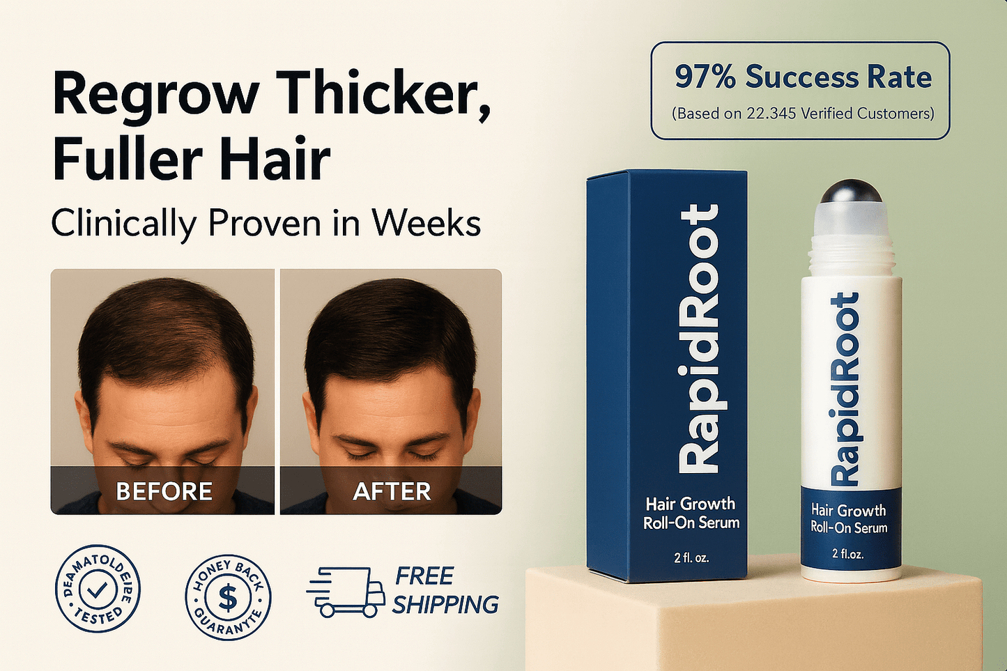 RapidRoot™ Hair Growth Roll-On Serum (25 mL)